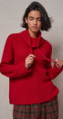 Ribbed Funnel Neck Knit Sweater in RED - Women's Sweaters | Urban Daizy