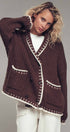 Urban Daizy Chunky Knit Oversized Contrast Cardigan Taupe Cardigan - Women's (UDZ-TP-00814) – alternate view 5