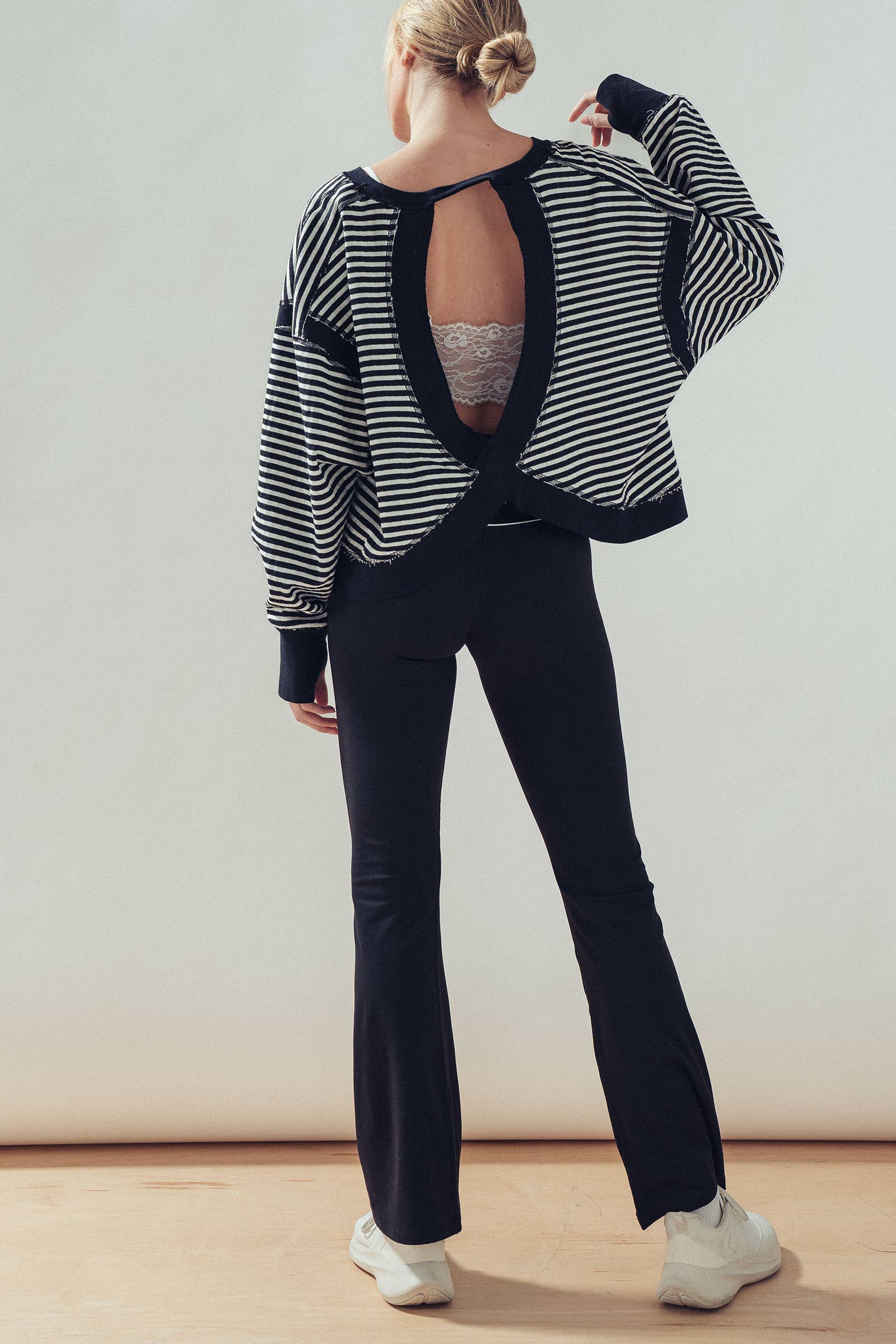 Reversible Textured Check Long Sleeve Pullover