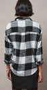 Buffalo Plaid Flannel Shirt Button Up Western Boho Top in BLACK - Women's Shirts & Blouses | Urban Daizy