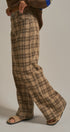 Checker Plaid Wide Leg Pants Y2K Vintage Western for Women in BROWN - Women's Casual Pants | Urban Daizy
