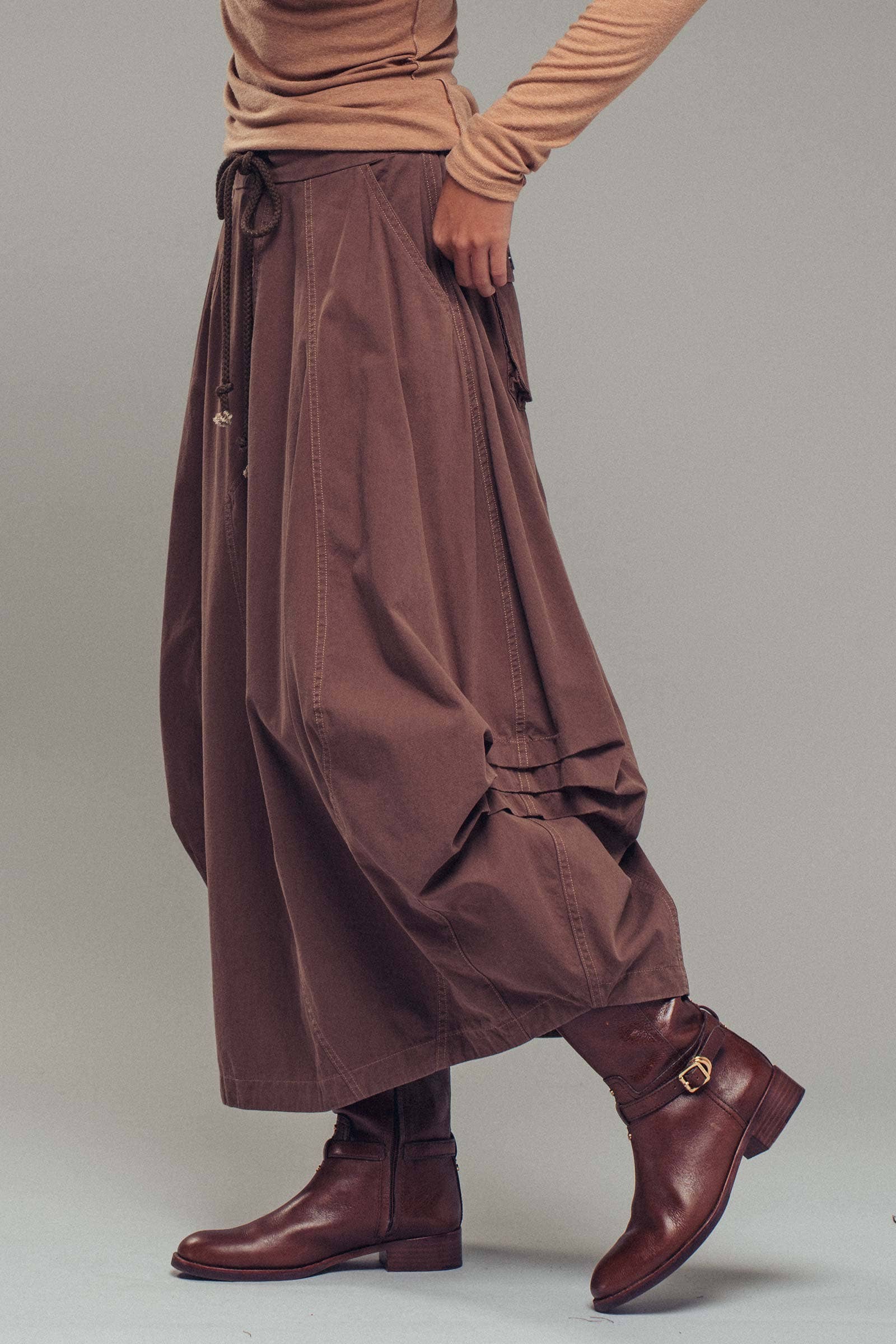 Balloon Hem Drawstring Maxi Skirt