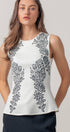 Urban Daizy Floral Embroidered Sleeveless Knit Peplum Top Ivory-Black Tank Top - Women's (UDZ-TP-01059) – alternate view 6
