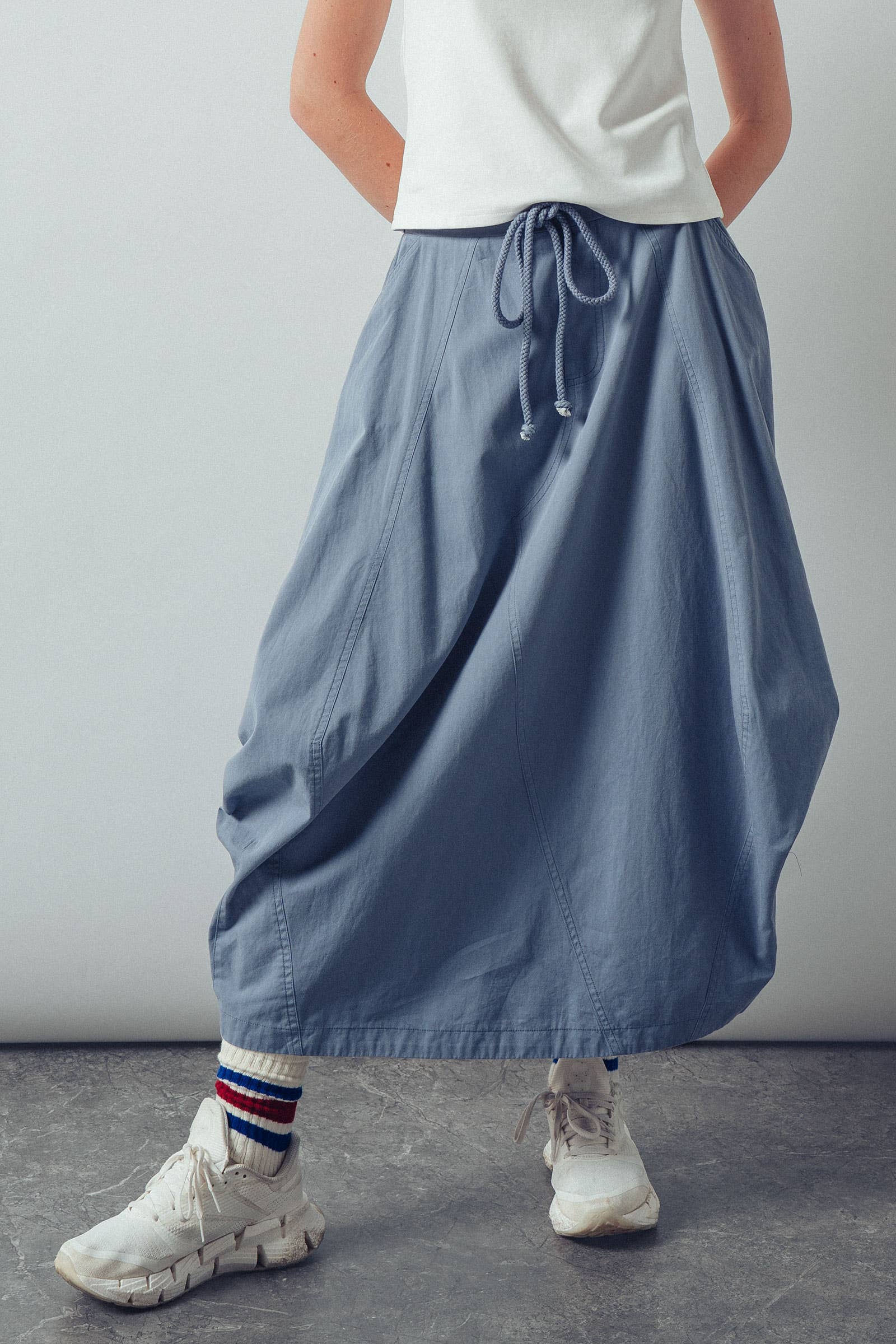 Balloon Hem Drawstring Maxi Skirt