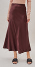 Bias Cut Satin Maxi Skirt with Fluid Drape in BURGUNDY - Women's Midi Skirts | Urban Daizy