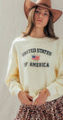Urban Daizy United States 1776 Waffle Knit Cotton Pullover Peach Graphic Sweatshirt - Women's (TNTP3994)