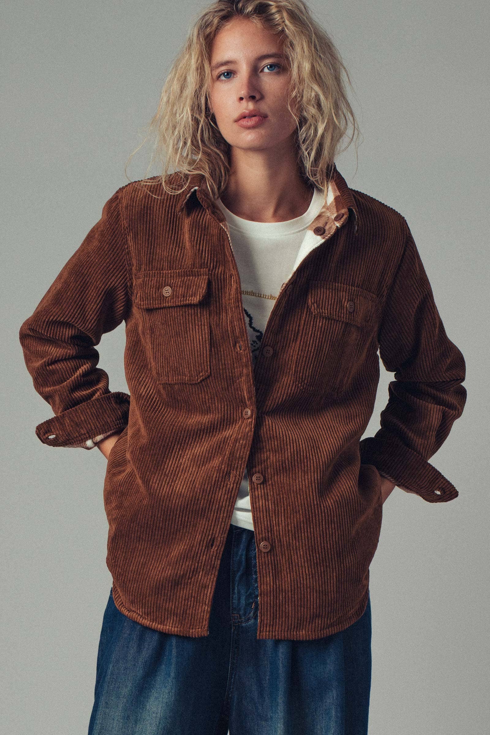 Urban Daizy Plaid Lined Corduroy Flannel Shacket Black Shirt Jacket Shacket - Women's (UDZ-OT-00018) – alternate view 9