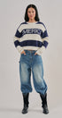 Nantucket America Stripe Crewneck Sweater in IVORY NAVY - Women's Sweaters | Urban Daizy