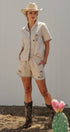 Sweet Cowgirl Boot Stitch Embroidered Shirt in LINEN - Women's Shirts & Blouses | Urban Daizy