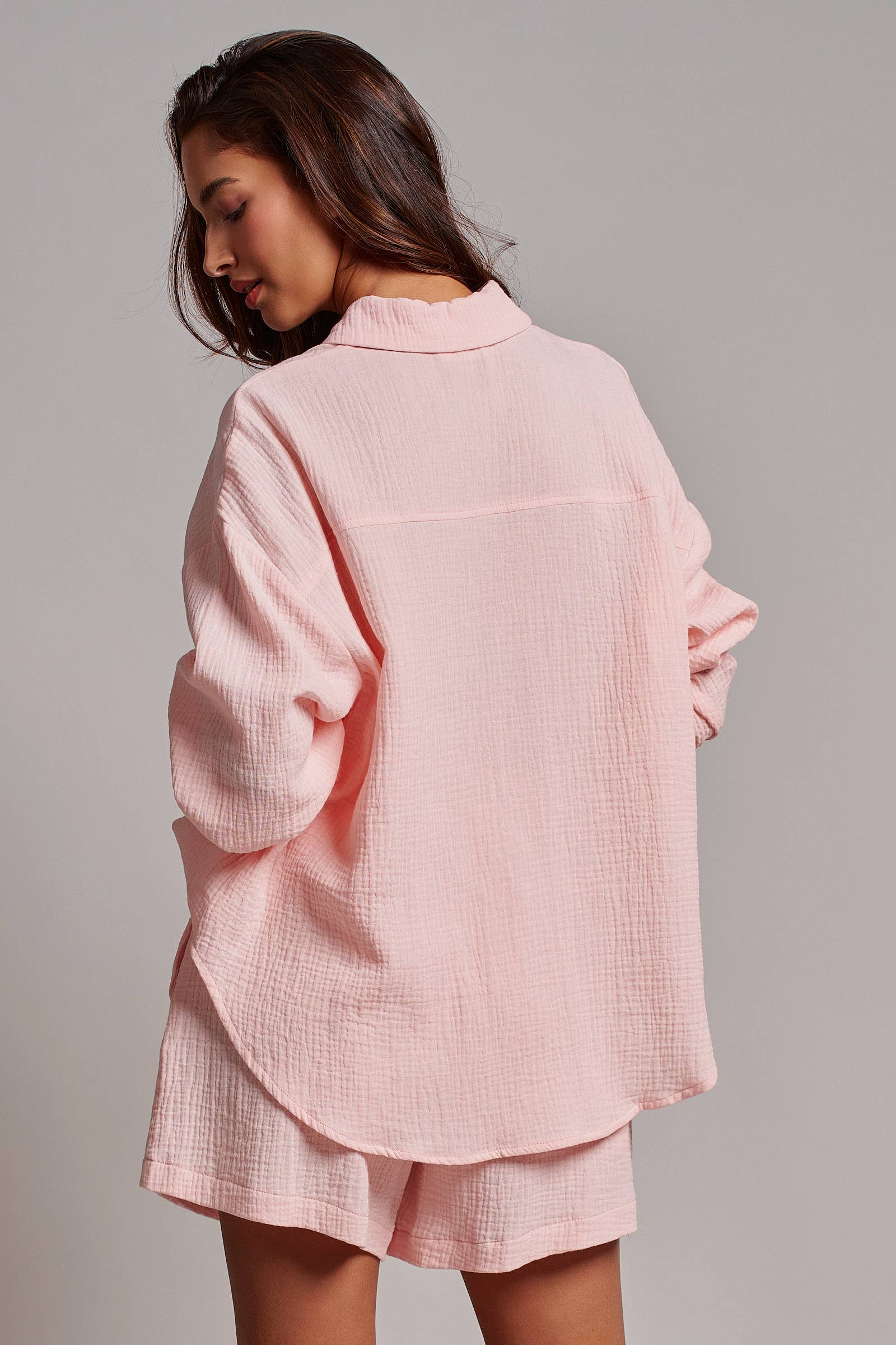 Crinkle Cotton Gauze Resort Button-Up Set