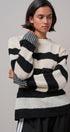 Striped Oversized Chunky Knit Sweater in BLACK - Women's Sweaters | Urban Daizy