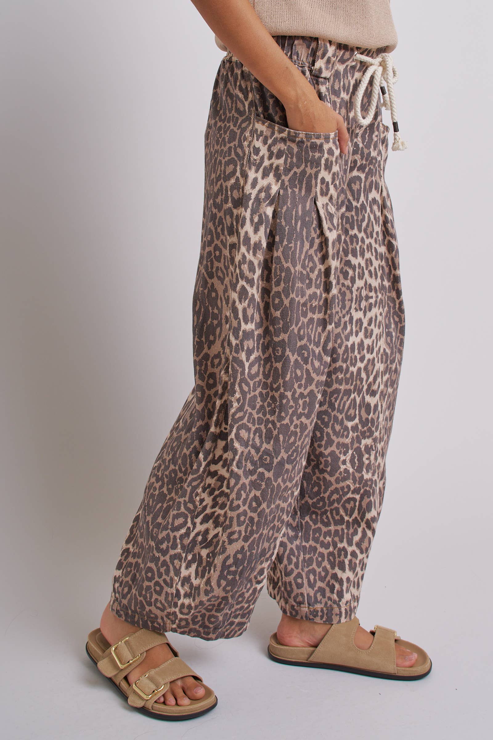 Rope Drawstring Balloon Pants Pleated Front