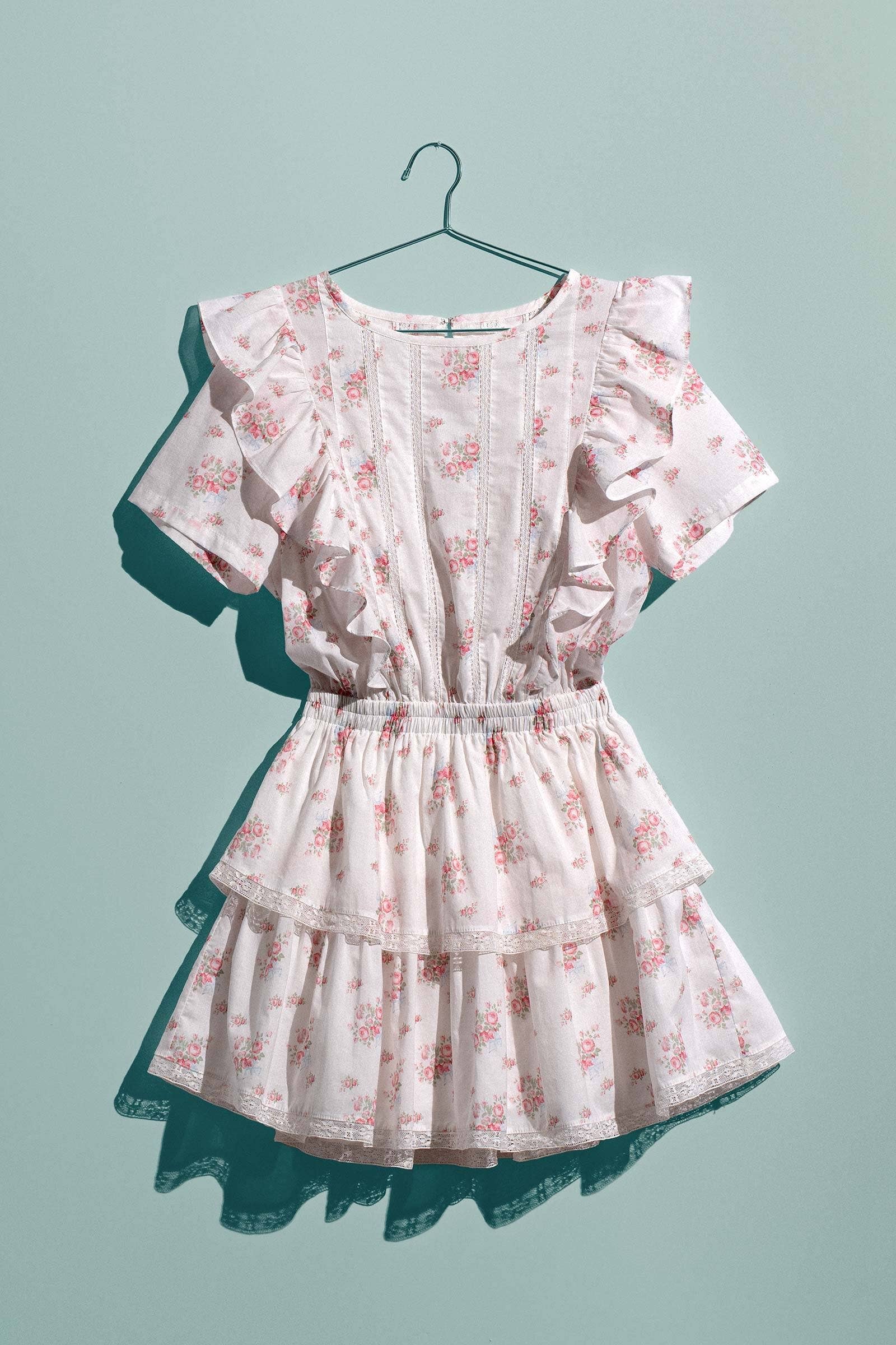 Urban Daizy Floral Ruffle Sleeve Tiered Lace Mini Dress Ivory Dress - Women's (UDZ-AC-00158) – alternate view 2