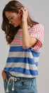 Urban Daizy Retro Striped Textured Knit Sweater Tee Mint Knit Sweater - Women's (TNTP4000-Mint) – alternate view 5