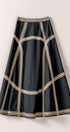 Urban Daizy Contrast Rickrack Trim Cotton A-Line Midi Skirt Black Skirt - Women's (UDZ-SK-00181)