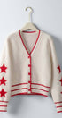 Urban Daizy Star Sleeve Striped Hem V-Neck Cardigan Ivory-Navy Cardigan - Women's (UDSW0347-Ivory-Navy) – alternate view 2
