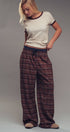 Urban Daizy Plaid Wide-Leg Lounge Pants Brown-Multi Lounge Sweatpants/Joggers - Women's (UDZ-KN-00150) – alternate view 17