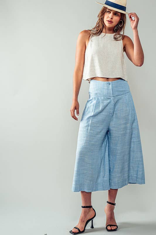 Urban Daizy Bohemian Extra Wide Leg Ankle Length Pull On Pants Blue Pants - Women's (UDZ-PT-00243) – alternate view 10