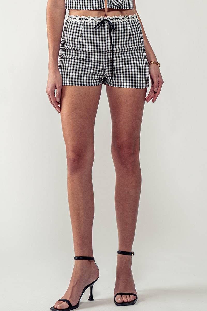Urban Daizy Gingham Scallop Trim Shorts Brown Shorts - Women's (UDZ-PT-00474) – alternate view 31