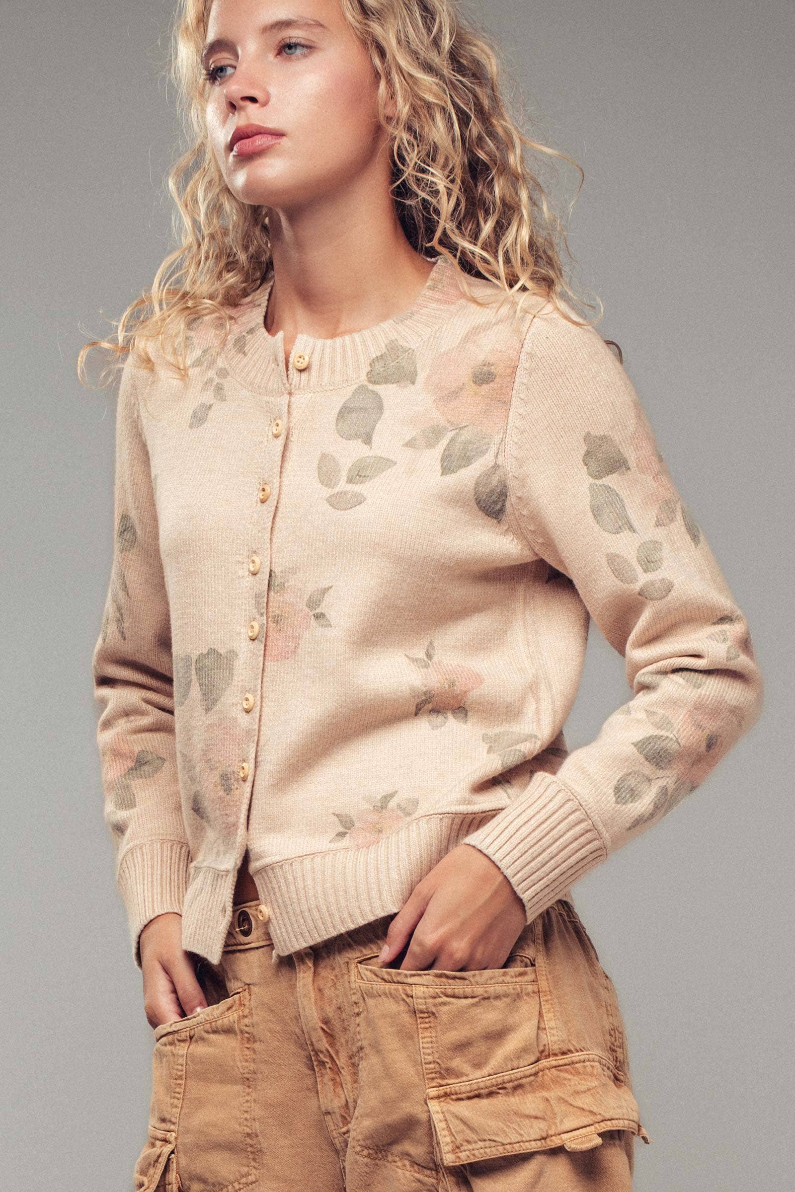 Romantic Floral Print Cardigan