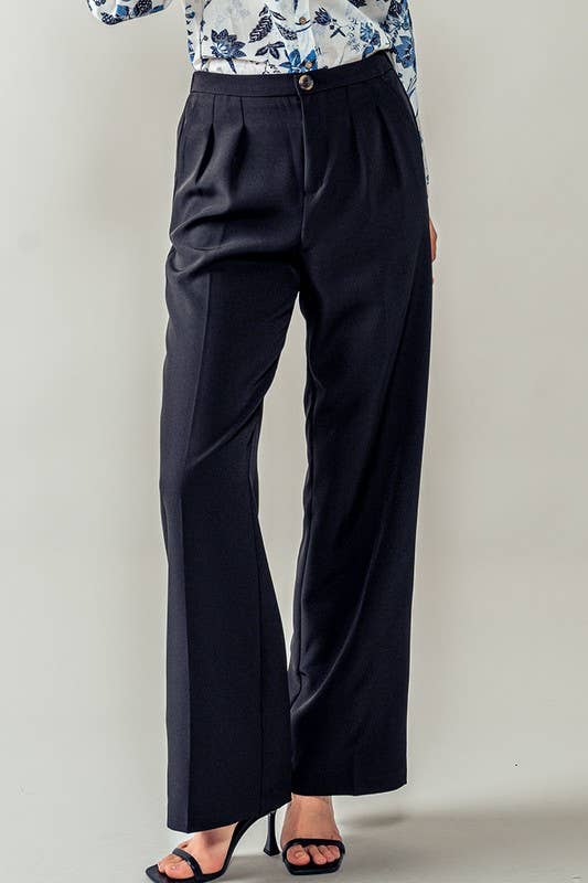 Urban Daizy Contemporary High Waist Pleated Wide Leg Trousers Beige Pants - Women's (UDZ-PT-00272) – alternate view 5