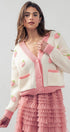 Urban Daizy Romantic Strawberry Embroidered V Neck Chunky Sweater Pink Cardigan - Women's (UDZ-KN-00160) – alternate view 12