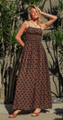 Urban Daizy Polka Dot Smocked Maxi Dress Linen Blend Brown/Black Dress - Women's (UDZ-DR-00515) – alternate view 9