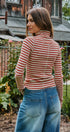 Classic Striped Long Sleeve Turtleneck Top in IVORY RUST - Women's T-Shirts & Polos | Urban Daizy