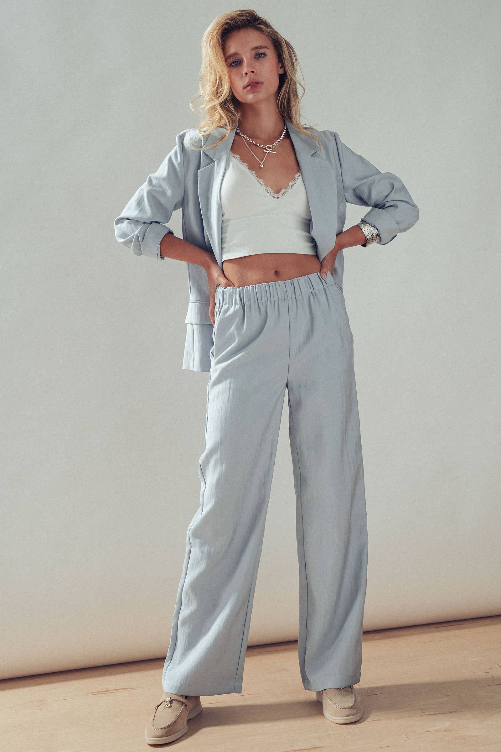 Elastic Waist Wide Leg Pants