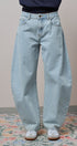 Light Wash Curved Barrel Leg Wide Jeans in LT BLUE - Women's Casual Pants | Urban Daizy