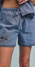 Sweet Cowgirl Boot Stitch Embroidered Shorts in BLUE - Women's Casual Shorts | Urban Daizy