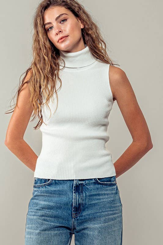Urban Daizy Sleeveless Ribbed Knit Turtleneck Top Camel Knit Top - Women's (UDZ-TP-00703) – alternate view 13