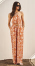 Urban Daizy Geometric Print Halter Belted Wide Leg Jumpsuit Blush Jumpsuit - Women's (TNJU0181-Blush) – alternate view 7