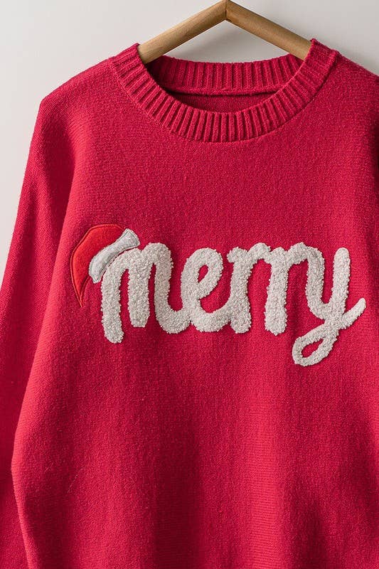 Urban Daizy Merry Embroidered Crewneck Sweater Ivory Knit Sweater - Women's (UDZ-KN-00488) – alternate view 5
