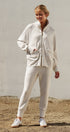 Scuba Zip Up Track Bomber Jacket Pilates Athflow for Women in WHITE MELANGE - Women's Jackets & Blazers | Urban Daizy
