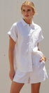 Coastal Ease Linen Short Sleeve Shirt in WHITE - Women's Tops | Urban Daizy