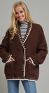 Chunky Knit Cardigan Sweater with Stitch Looks in BROWN - Women's Cardigans & Shrugs | Urban Daizy