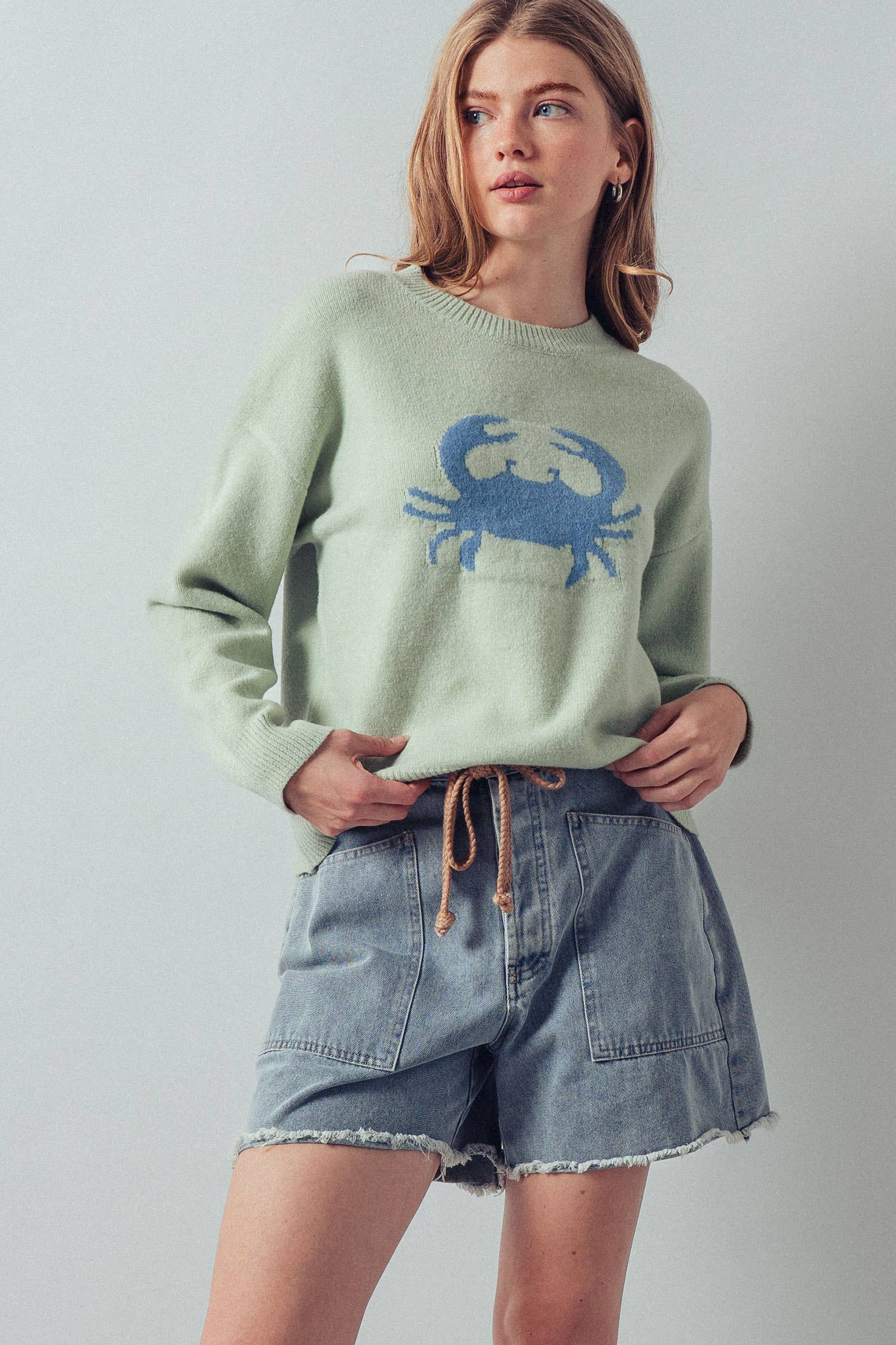 Crab Graphic Relaxed Knit Sweater