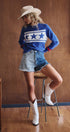 Urban Daizy Americana Triple Star Knit Sweater Varsity Stripe White Knit Sweater - Women's (UDZ-KN-01054) – alternate view 11