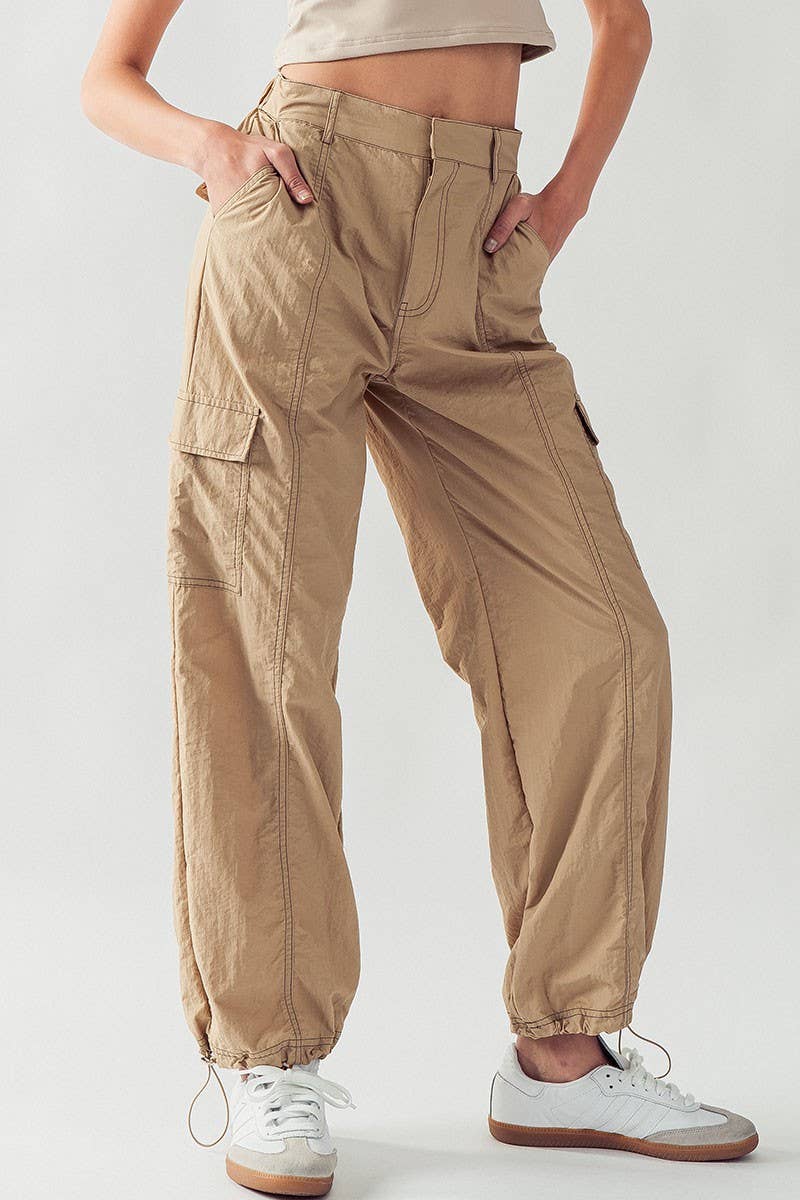 Urban Daizy Technical Nylon Drawstring Cargo Jogger Pants Blue Pants - Women's (UDZ-AC-00158) – alternate view 2
