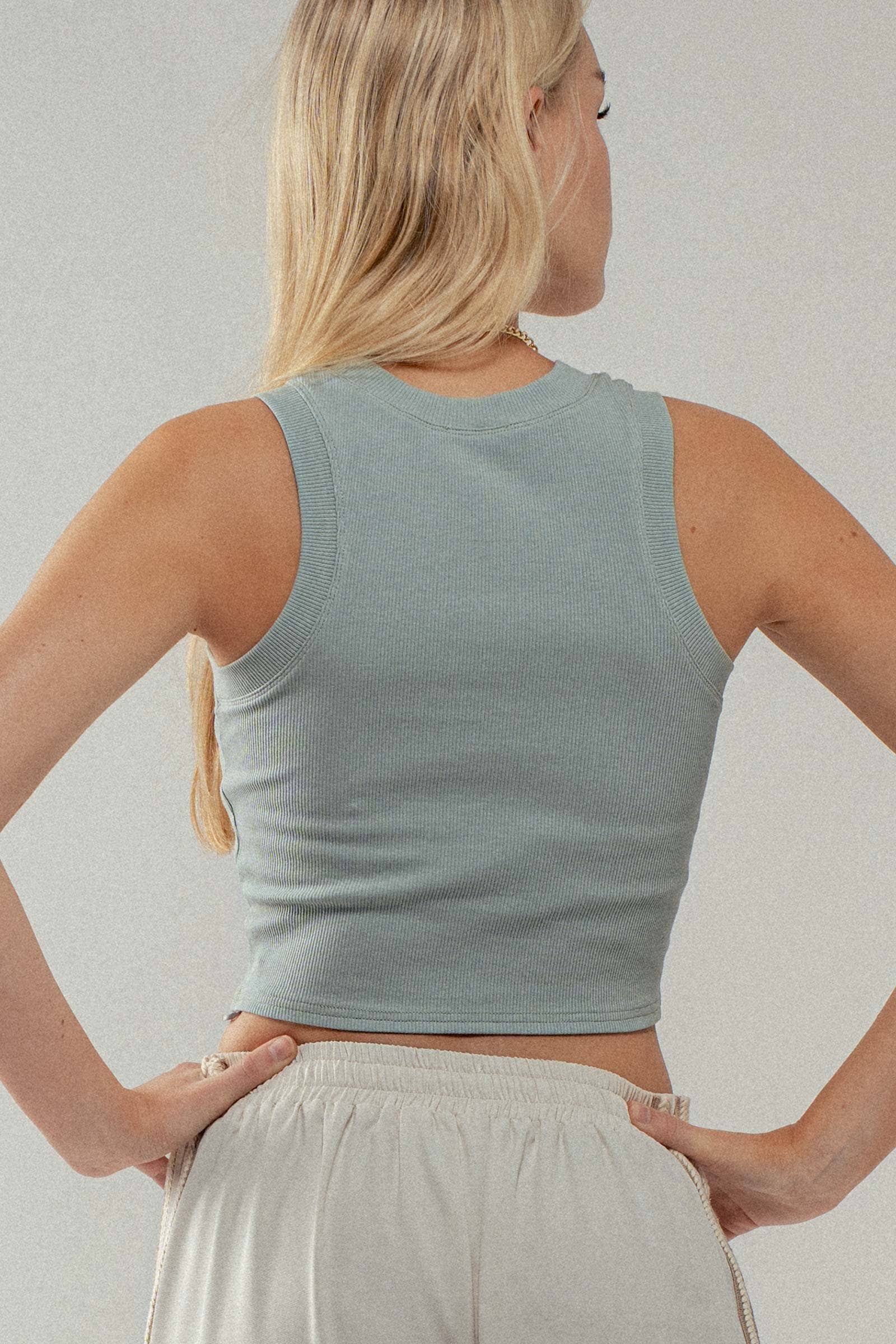 Urban Daizy Rib Knit Halterneck Sleeveless Tank Top Black Tank Top - Women's (UDZ-TP-00517) – alternate view 6