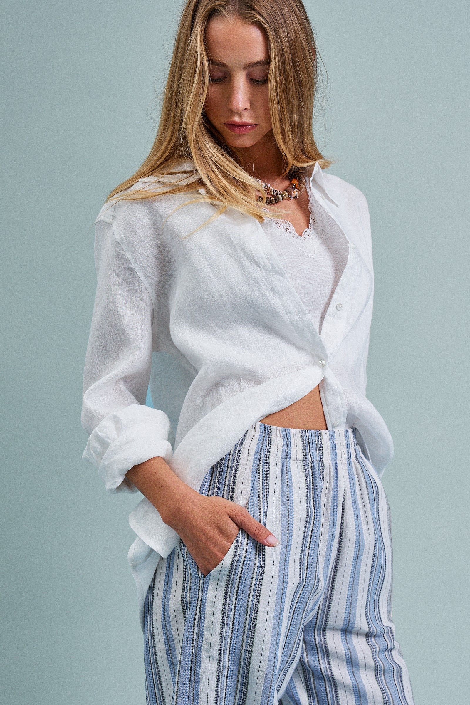 Classic Chic Button-Down Shirt in WHITE - Women's Tops | Urban Daizy