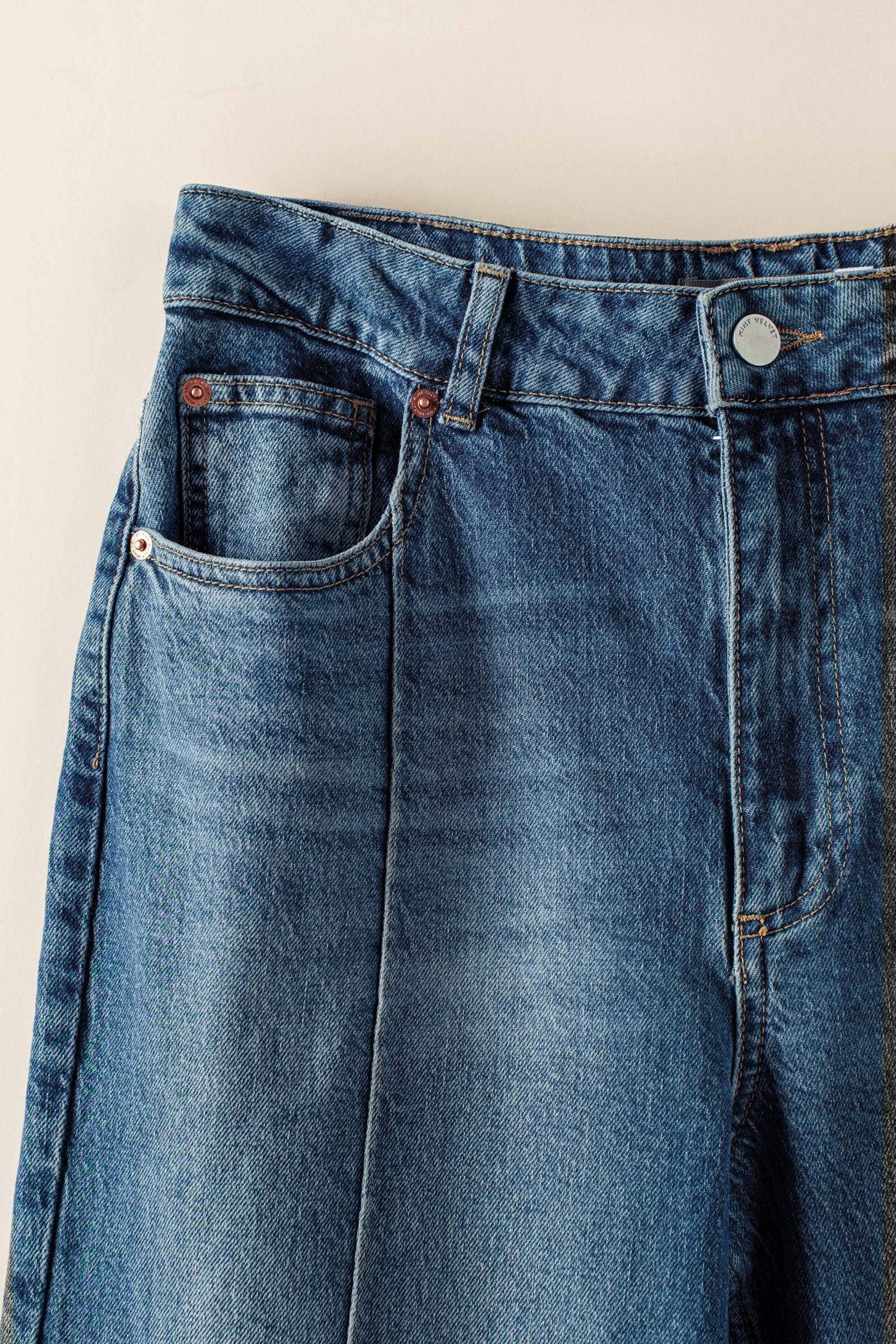 Front Seam Detail Wide Leg Flared Jeans