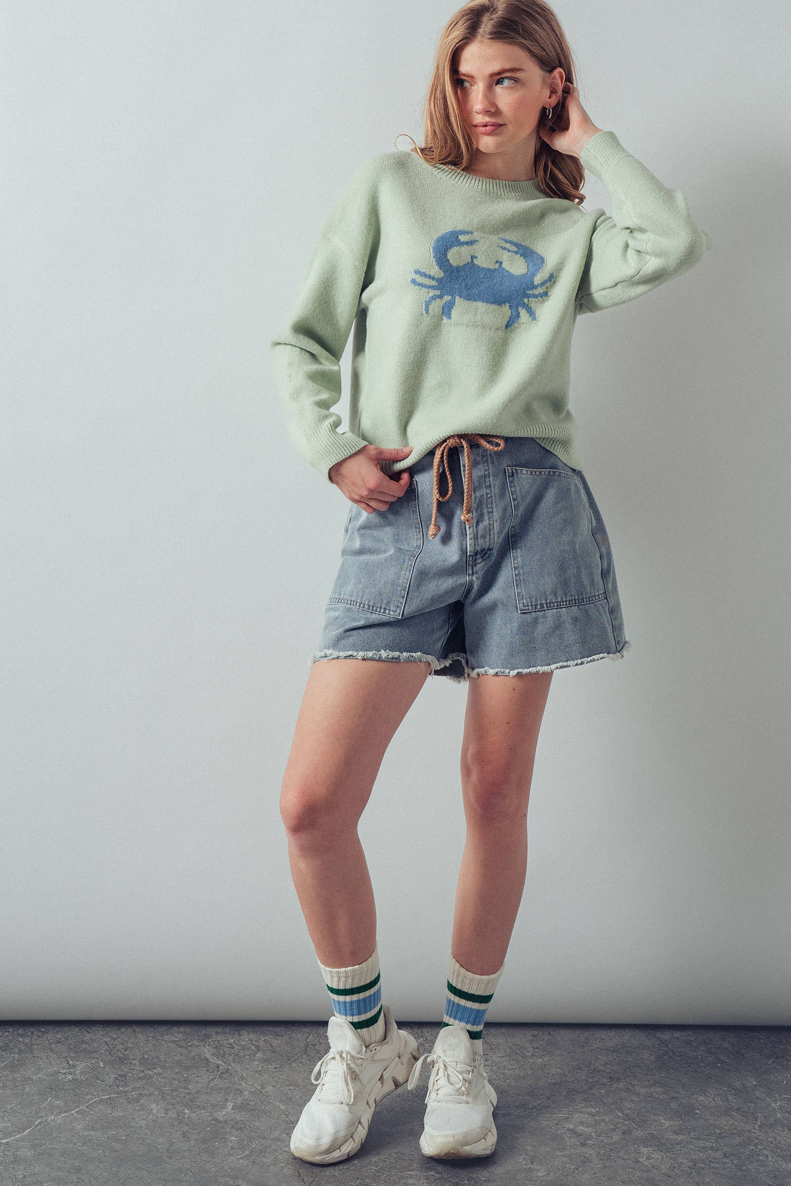 Crab Graphic Relaxed Knit Sweater