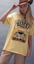 Urban Daizy Desert Heart Music Festival Western Graphic Oversized Tee Honey-Mustard Screen Printed T-Shirt - Women's… –…