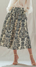 Urban Daizy Botanical Print Cotton Midi Skirt with Pockets Ivory-Black Skirt - Women's (UDSK0102) – alternate view 6