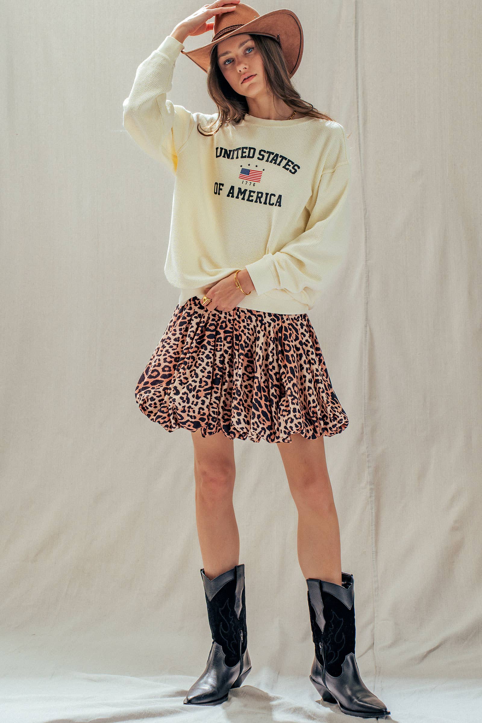 Urban Daizy United States 1776 Waffle Knit Cotton Pullover Peach Graphic Sweatshirt - Women's (TNTP3994) – alternate view 12