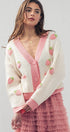 Urban Daizy Romantic Strawberry Embroidered V Neck Chunky Sweater Pink Cardigan - Women's (UDZ-KN-00160) – alternate view 11