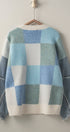 Urban Daizy Checkered Knit with Denim Sleeves Crewneck Sweater Blue-Combo Knit Sweater - Women's (UDZ-KN-00486)