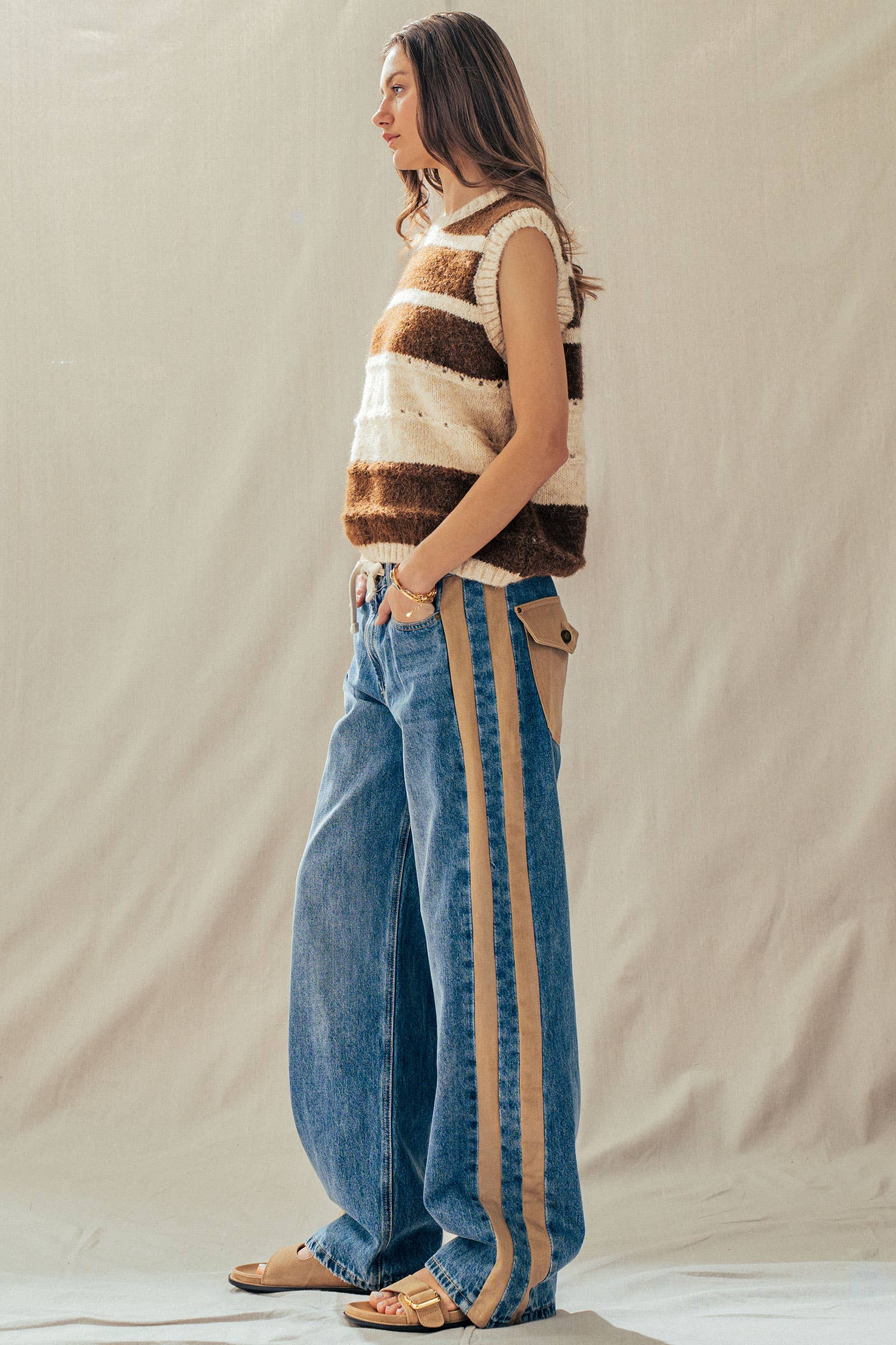 Striped Boho Knit Sweater Vest